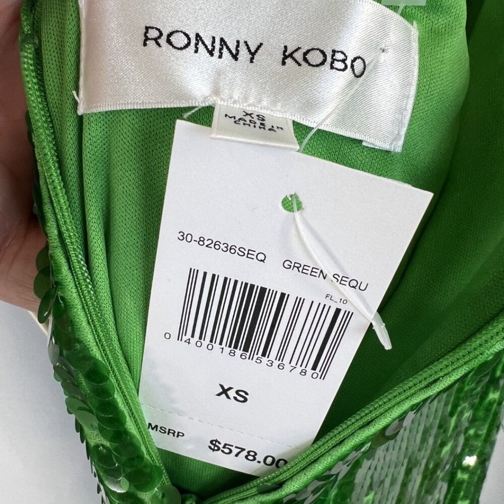 NWT Ronny Kobo Green Sequin Alix Maxi Dress $578 - Picture 11 of 14